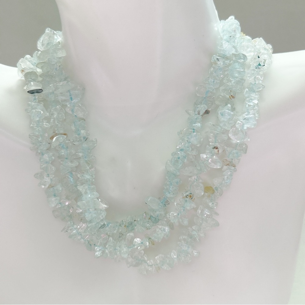 Raw Aquamarine Gemstone Necklace - Picture 3 of 11